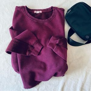 Garage Large Cropped Deep Purple Textured Sweatshirt